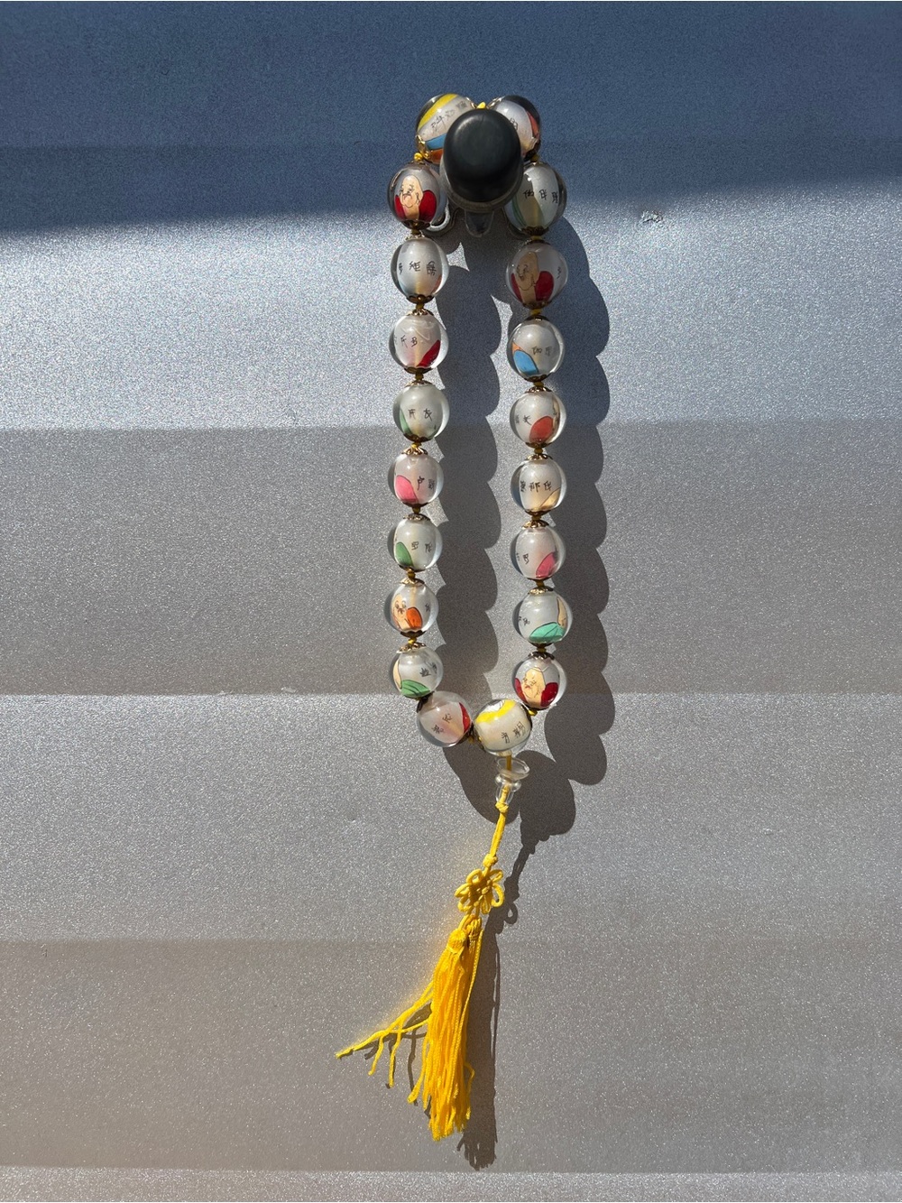 Vintage Reverse Hand Painted Glass Chinese PRAYER Beads, Artisan - Picture 9 of 10